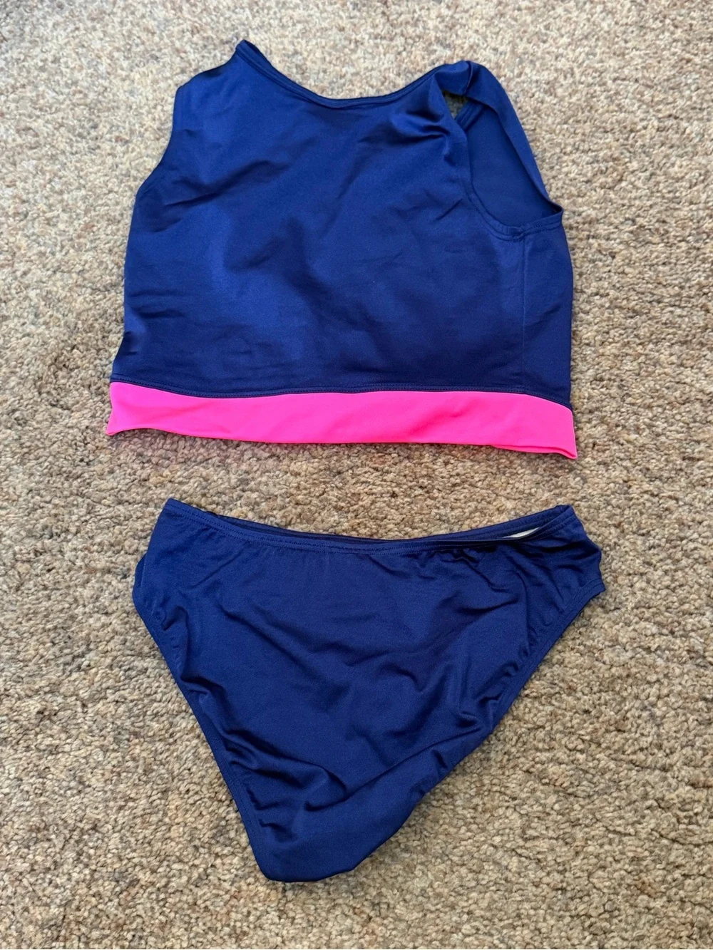 NWT - Random Hearts - Girls Navy & Pink Tankini Set - Sise 16